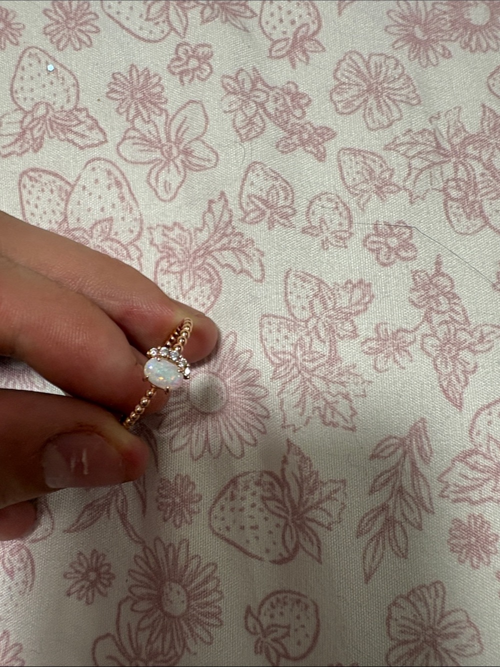 Rose Gold Opal Halo Beaded Ring - Women Jewelry